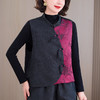 中年妈妈复古提花秋冬新款马甲背心女士立领改良斜襟盘扣上衣套装 商品缩略图0
