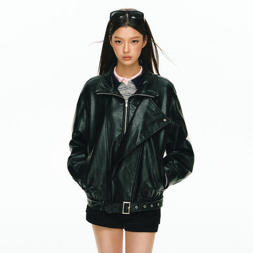 Ariseism 美式复古设计感皮衣女秋季新款上衣外套 商品图2