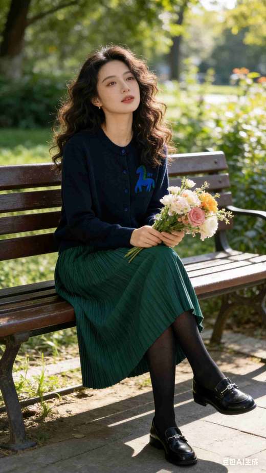 382231 均码丝绒细折裙，挂拍图在最后 商品图4