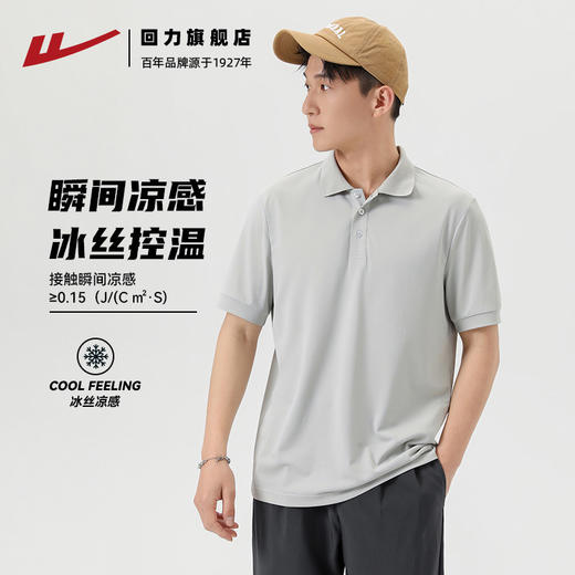回力短袖男士2025夏季新款纯色潮翻领T恤网眼透气凉感运动POLO衫 商品图3