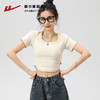 回力短袖女夏季新款纯色上衣纯欲打底衫纯棉韩系甜辣方领正肩T恤 商品缩略图4