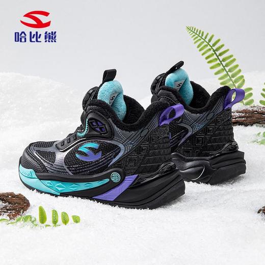 哈比熊加绒冬季二棉保暖运动鞋男童户外中大童纽扣鞋棉鞋 商品图3