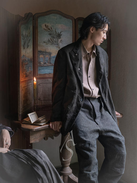 Paul Harnden 25AW 男士黑色/橄榄绿羊皮DERBYSHIRE JACKET 商品图0