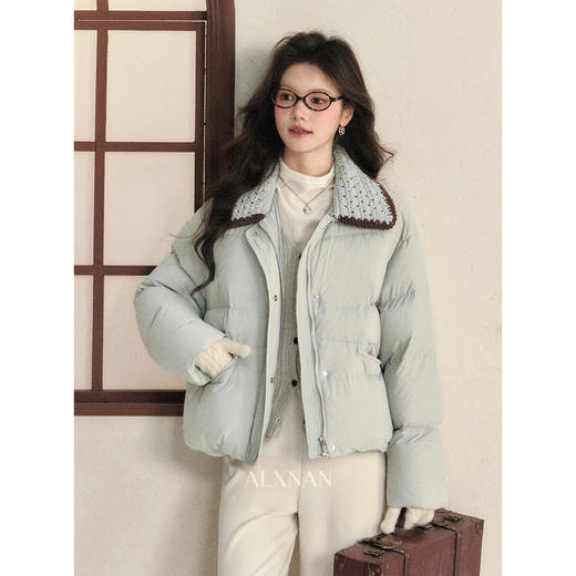 鹿向南「海德庄园」90白鸭绒蓝色羽绒服女冬新款轻薄保暖短款外套 商品图2