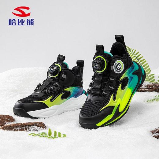 哈比熊二棉男童冬季加绒保暖运动鞋户外轻便纽扣鞋篮球鞋 商品图3