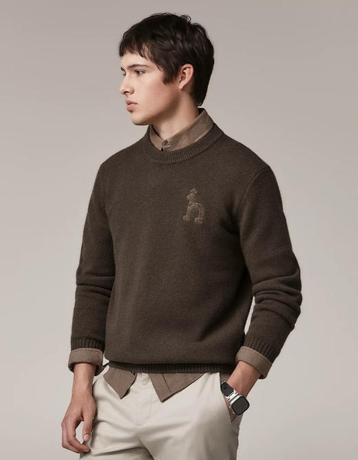 100%重磅绵羊毛H男士保暖精品毛衫 商品图11