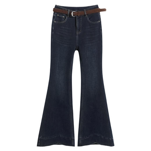 HSS 25308-1加绒加厚牛仔微喇裤时尚高腰韩版气质修身喇叭裤 商品图4