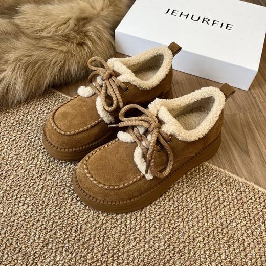 JEHURFIE/纪华菲加绒系带保暖羊羔毛勃肯鞋，跟高4CM-FF 商品图2