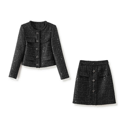 轻奢小香风亮片羊毛外套+时髦半身裙两件套WLZD2431708 商品图4