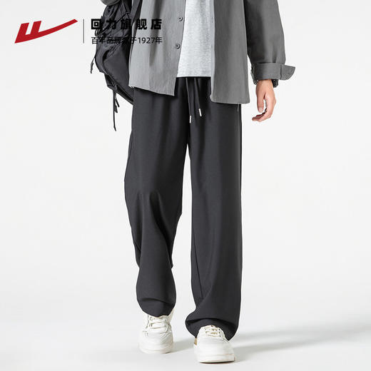 回力裤子男春秋款2025新款潮流阔腿宽松运动裤长裤垂感直筒休闲裤 商品图3