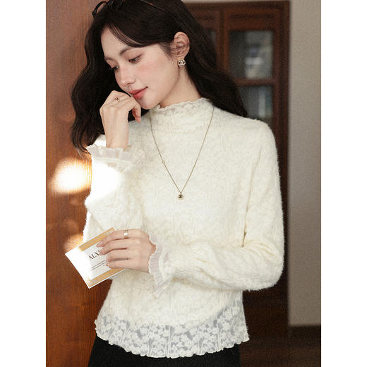 鹿向南【1227/20:00新品前1小时7折限量100件】杏色蕾丝衫 商品图2