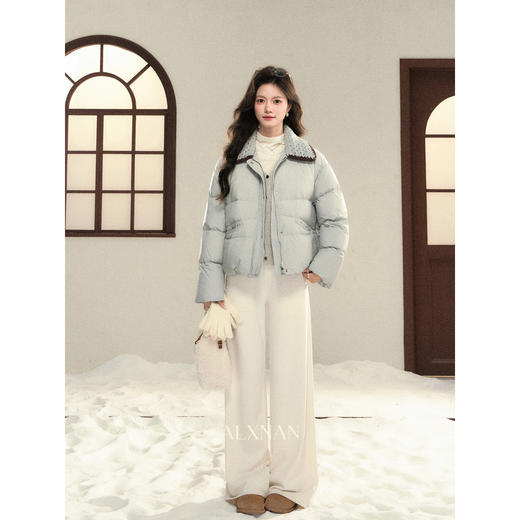 鹿向南「海德庄园」90白鸭绒蓝色羽绒服女冬新款轻薄保暖短款外套 商品图1