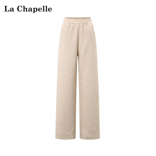 会员福利【绵羊毛+桑蚕丝】拉夏贝尔/La Chapelle高腰垂感加绒直筒糯米长裤子微阔显瘦显腿直 商品图4