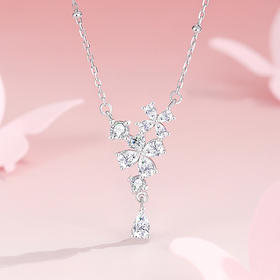 Winy S925 银织梦芳华项链女 银色合成立方氧化锆吊坠 轻奢灵动碎钻设计锁骨链