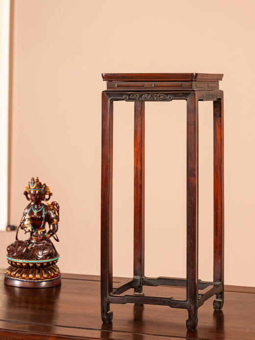 清	红木束腰云纹方形花几摆件 商品图4