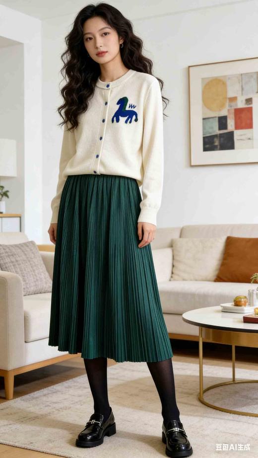 382231 均码丝绒细折裙，挂拍图在最后 商品图1