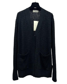 中性款提花V领针织开衫毛衣he011