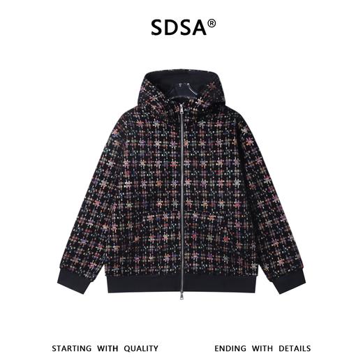 WT353SDSA男士秋冬新款痞帅男装简约撞色拼图碎片拉链立领连帽卫衣百搭 商品图1