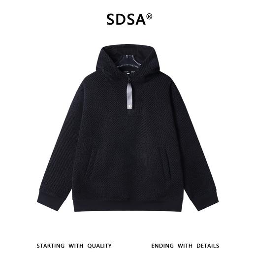 WY1509SDSA男士秋冬新款痞帅男装简约时尚斜纹半拉链连帽卫衣百搭宽松 商品图1