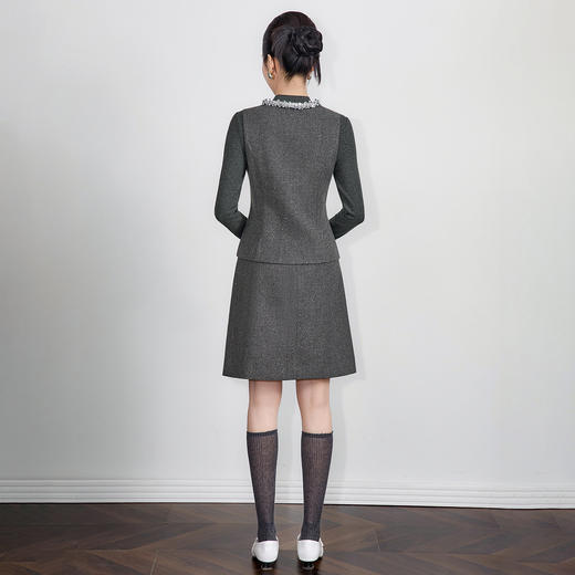 「高货wl」全新升级【铂金会员441/天猫599/差价158】(99218)洛诗琳2025秋冬法式小香风羊毛呢马甲A字半身裙两件套女 商品图1
