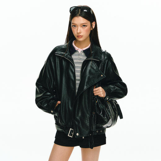 Ariseism 美式复古设计感皮衣女秋季新款上衣外套 商品图0