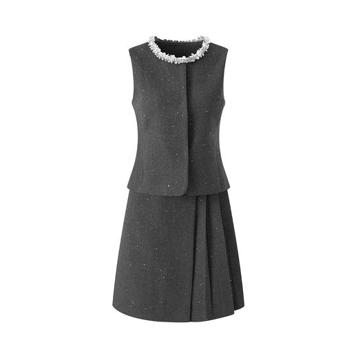 「高货wl」全新升级【铂金会员441/天猫599/差价158】(99218)洛诗琳2025秋冬法式小香风羊毛呢马甲A字半身裙两件套女 商品图4