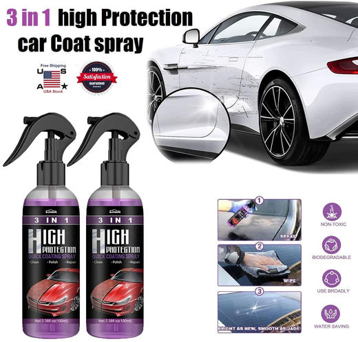 【1盒2瓶】美国 高防护三合一汽车镀膜喷雾 清洁污渍 防油疏水 100ml*2 商品图1