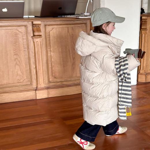 【杜邦三防】儿童休闲韩版宽松保暖90白鸭绒厚实中长款连帽羽绒服 商品图3