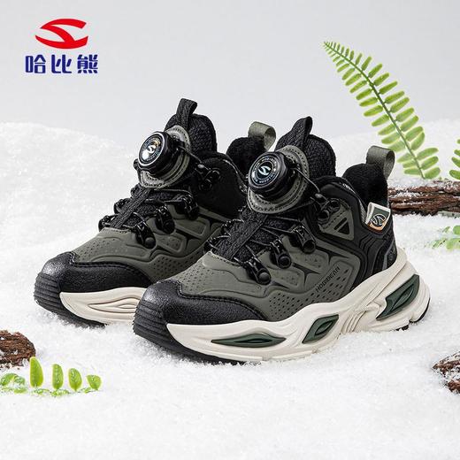 哈比熊加绒儿童运动鞋冬季男童纽扣鞋防寒老爹鞋保暖棉鞋 商品图2