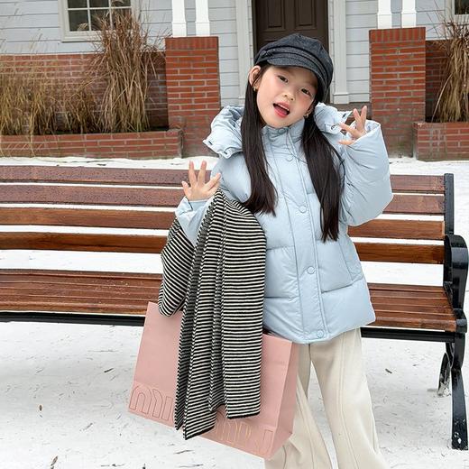 【新国标白鸭绒可溯源】女童韩系收腰设计时髦优质90白鸭绒连帽羽绒服 商品图1