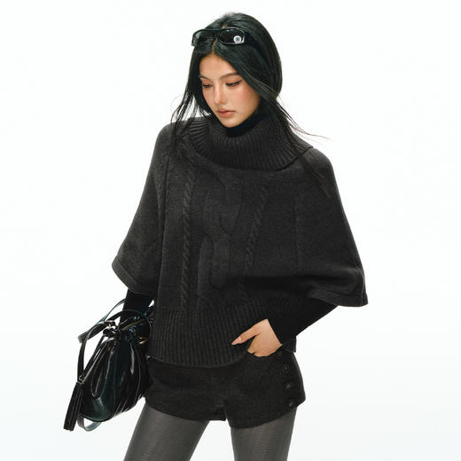 Ariseism 美式复古设计感高领套头绞花毛衣女秋冬新款上衣 商品图1