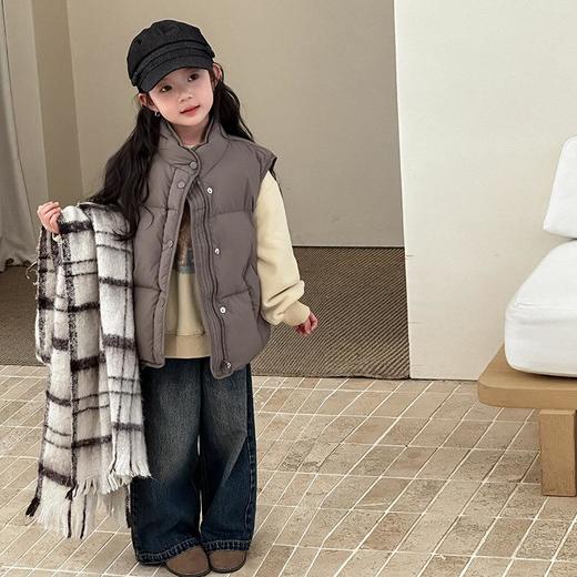 【新国标白鸭绒可溯源】儿童立领羽绒马甲女童韩版宽松保暖坎肩潮 商品图1