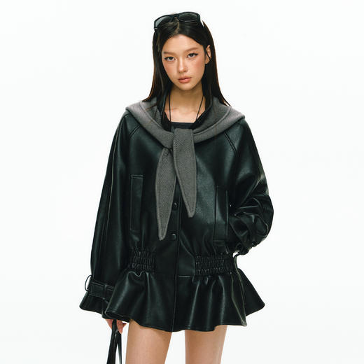 Ariseism 美式复古设计感皮衣女秋冬季新款上衣外套 商品图0