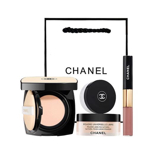 【送礼袋】Chanel香奈儿彩妆三件套组  新版果冻气垫15g+轻盈蜜粉散粉30g +双头唇釉小样2ml+1.5ml 香港直邮 商品图10