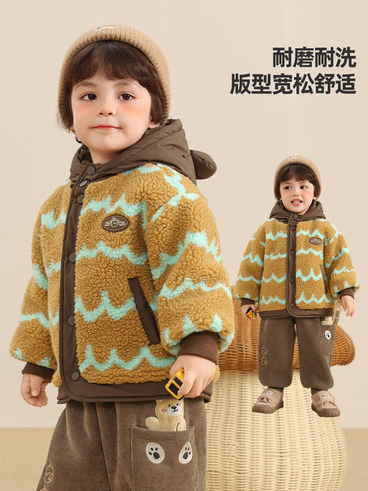 【婴幼儿A类标准❗️版型宽松舒适】咔咔熊猫儿童加绒外套女童冬装男童冬季保暖棉衣婴儿宝宝秋冬棉袄。jb 商品图2
