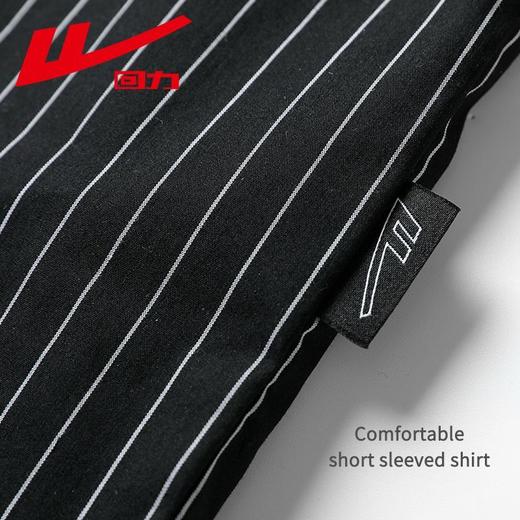 回力夏季短袖衬衫男条纹薄款黑色夏天寸衫痞帅外套高级感休闲上衣 商品图9