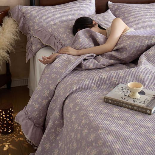 全棉双层纱法式复古床盖三件套  四季可用三层夹棉 商品图7