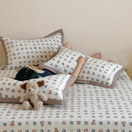 全棉双层纱ins风床盖三件套 四季可用三层夹棉床盖 商品图4