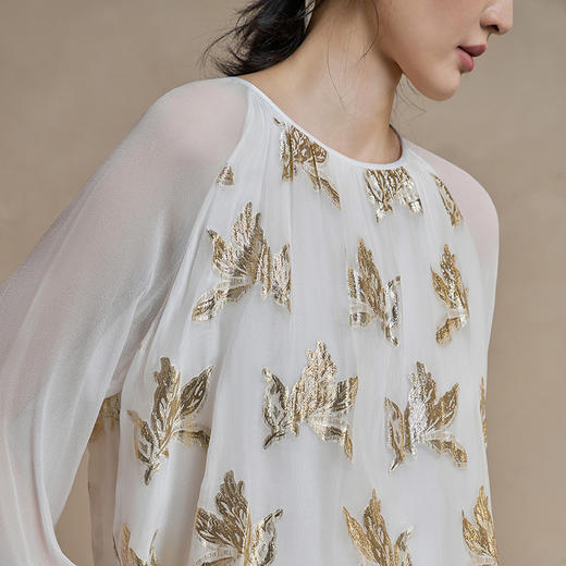 【林栖设计小店】花影鎏光|真丝衫剪花绡薄纱设计感2026早春新款上衣女1961130 商品图3