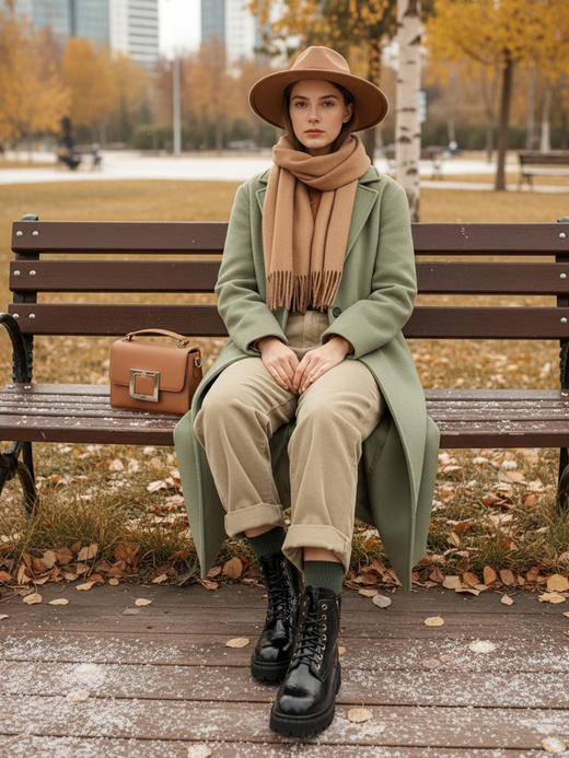 百丽同款女士真皮加厚绒英伦复古马丁靴 商品图1