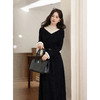 鹿向南「惬意时光」黑色假两件高领连衣裙女秋冬设计感收腰长裙 商品缩略图1