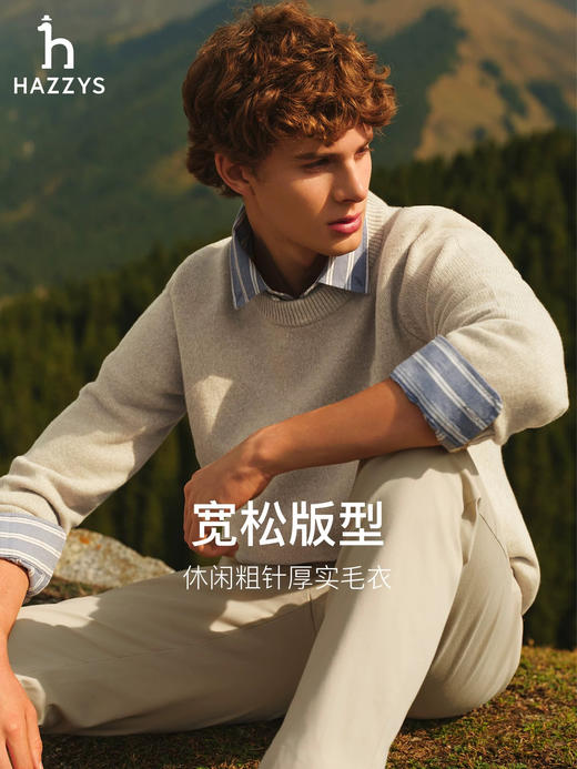 100%重磅绵羊毛H男士保暖精品毛衫 商品图4