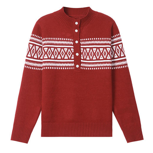 QQ790针织衫提花纽扣毛衣女秋冬季2025年新款慵懒风内搭厚上衣打底衫 商品图4