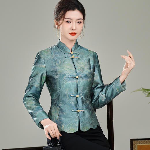 【金荷】冬装夹棉保暖新中式国风开襟唐装外套棉袄上衣T25168 商品图3