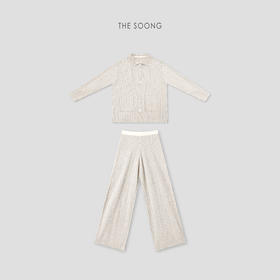 THESOONG|"极简条纹"复古小尼绒双色纱条纹居家睡衣套装8114/8116