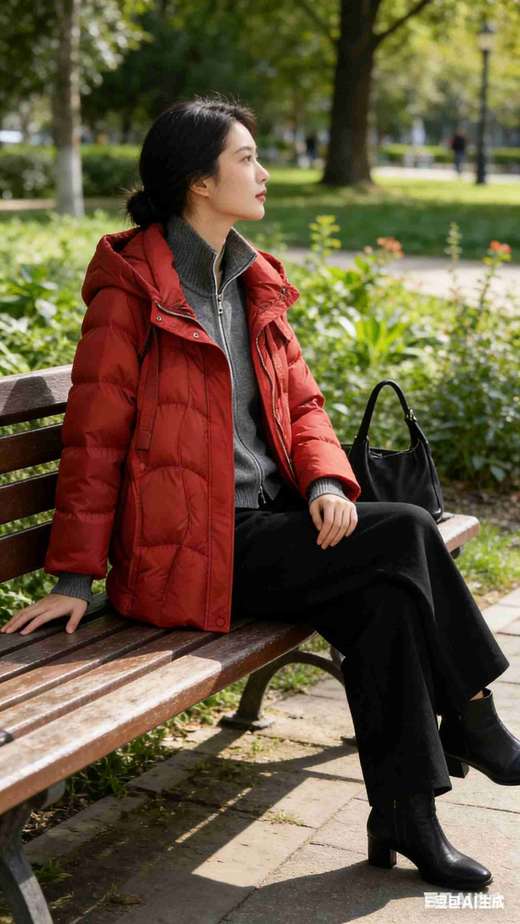 548088时来运转红色鹅绒服 商品图3