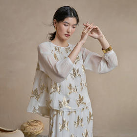 【林栖设计小店】花影鎏光|真丝衫剪花绡薄纱设计感2026早春新款上衣女1961130