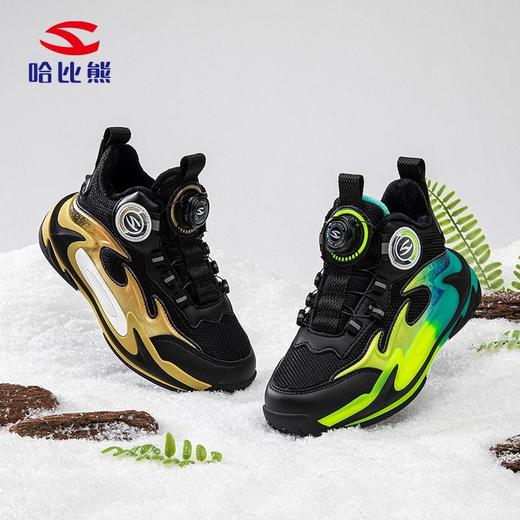 哈比熊二棉男童冬季加绒保暖运动鞋户外轻便纽扣鞋篮球鞋 商品图0