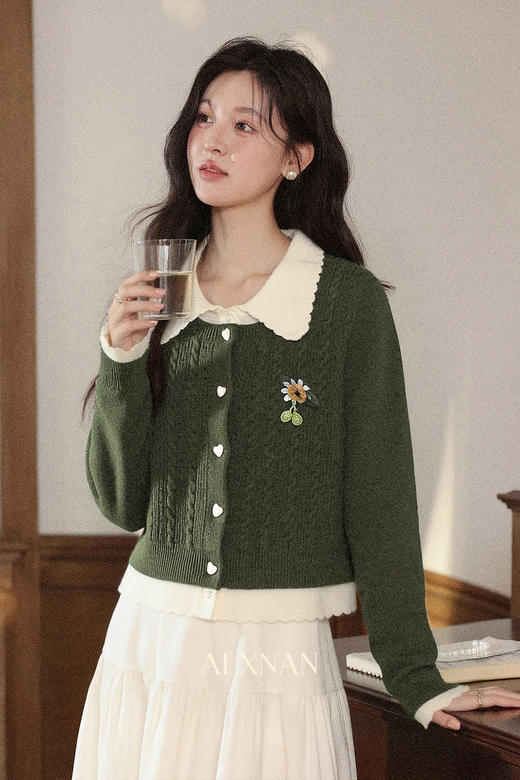 鹿向南【森系奇遇】秋季新款森系慵懒气质假两件毛衣显瘦套装女DYL662165/DYL661292BSQ 商品图2