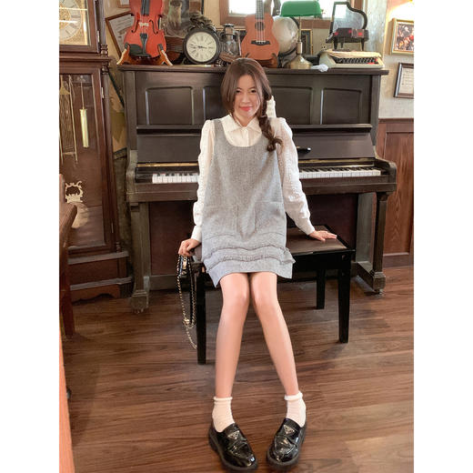 <曾小咸推荐>现货秒杀 ！微信超特价！法式小香风灰色背心裙 日常219.99 立减120 秒杀99.99！！ 商品图1